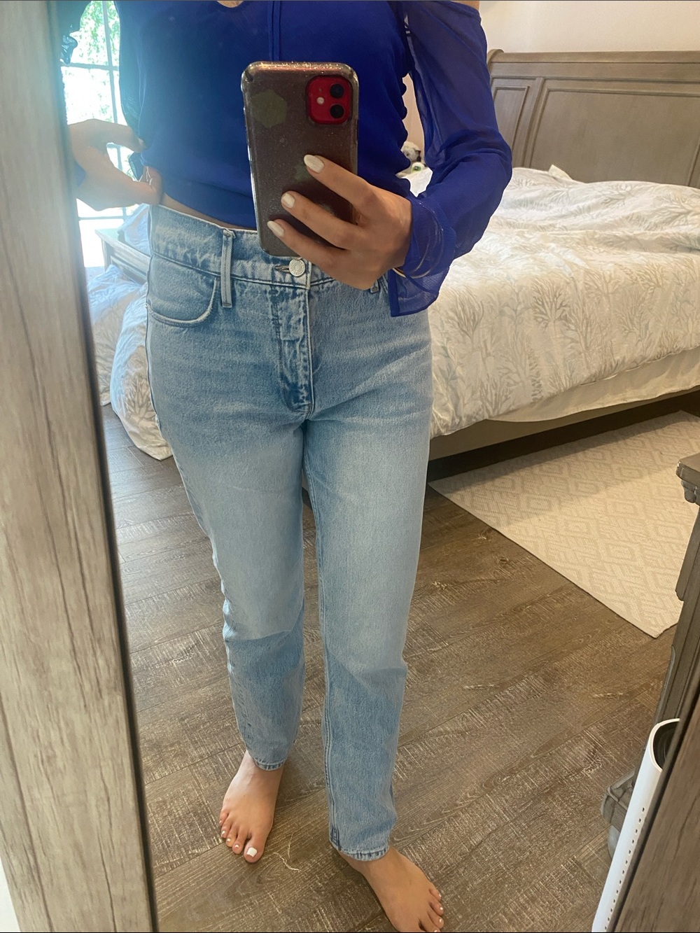 Frame High-Rise Light Blue wWomen's Straight Jeans